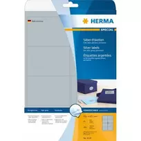 Herma Lipnios plėvelės etiketės 4114, A4, 99.1 x 67.7 mm, blizgi sidabrinė plėvelė, 200 vnt