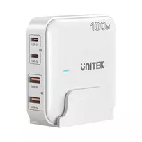 Unitek Įkroviklis stalinis GaN 100W 2xUSB-A 2xUSB-C baltas