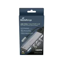 MediaRange HUB USB-C 5 in 1 daugiafunkcis adapteris, sidabrinis