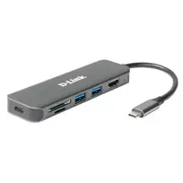 D-Link USB šakotuvas DUB-2327 6-in-1 USB-C skaitytuvą