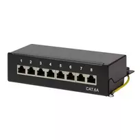 Logilink Cat.6A 8 prievadų stalo/sienos lizdų skydelis, Juodas