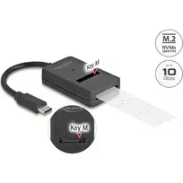 Doko stotis Delock – sąsajų adapteris – M.2 – M.2 kortelė (PCIe NVMe ir SATA) – USB-C 3.2 (Gen 2) – Juoda