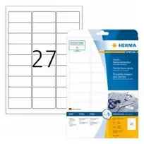 HERMA Tekstilės/vardų etiketės A4 63,5x29,6mm Baltos 540 vnt.