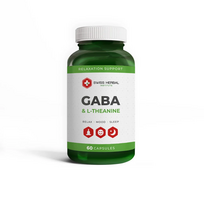 Swiss Herbal Institute GABA & L-Theanine – atsipalaidavimui ir miegui, 60 kapsulių