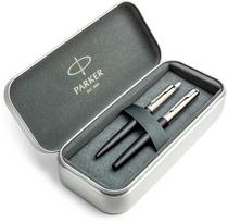 Parker Jotter Bond Street Juodas CT plunksnakočio ir tušinukų rinkinys metalinėje dėžutėje