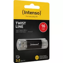 INTENSO Twist Line 16GB USB Flash Drive Anthracite/Transparent USB-A 3.2 Gen 1 USB-C 3.2 Gen 1