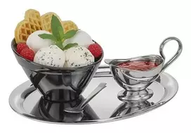 APS padavimo padėklas KAFFEEHAUS, ovalus, nerūdijančio plieno, aukšto blizgumo poliruotas, užriestu kraštu, 1 vnt. (30117)