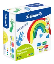 Pelikan Finger Paint Basic Colours, 4 dalių rinkinys, vandeniniai dažai, dermatologiškai testuoti, lengvai nuplaunami - 1 vnt. (701570)