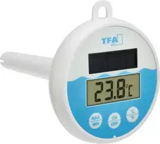 TFA Dostmann skaitmeninis baseino termometras su saulės baterija, baltas/turkio, 30.1068.02