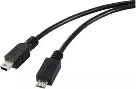 Renkforce USB 2.0 kabelis Micro-USB į Mini-USB, 0,5 m, juodas