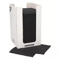 PAPSTAR kokteilių servetėlės PUNTO, 200 x 200 mm, juodos popierinės, 2 sluoksnių, 1/4 lankstymo, su dot on dot mikro raštu