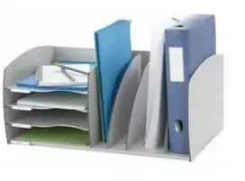 Paperflow dokumentų laikymo sistema S, 4 skyriai, pilka, polistirenas, 2 reguliuojamos pertvaros