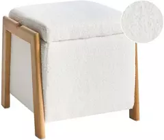 Beliani Pufas su daiktadėže EDLAND Boucle 45 cm baltas