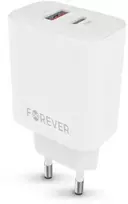 Forever TC-09-33AC GaN PD QC įkroviklis 1x USB-C 1x USB 33W baltas