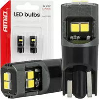 LED lemputės canbus W5W T10 2020 6SMD balta 12V 24V amio-05010