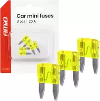 Automobiliniai plokštieji saugikliai mini, 3 vnt. 20A amio-05100