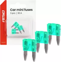 Automobiliniai plokštieji saugikliai mini, 3 vnt. 30A amio-05102