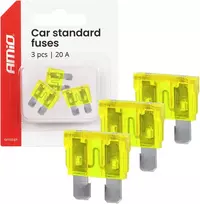 Automobiliniai plokštieji saugikliai standard 3 vnt. 20a amio-05107
