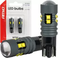 LED lemputės standard W5W T10 2525 10SMD balta 12V 24V amio-04993