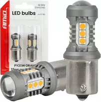 Żarówki led standard bau15s py21w 2x1860smd 3030 15smd oranžinė 12v 24v amio-05002