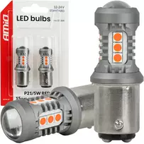 Żarówki led standard bay15d p21/5w 3030 15smd raudona 12v 24v amio-05004