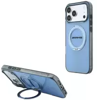Mercedes AMG IML dvigubo sluoksnio Urban Line dėklas su žiedu-ir stovu, suderinamas su MagSafe, skirtas iPhone 18 Pro Max / 17 Pro Max - mėlynas