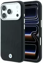 BMW ženklas su pasvirusiomis įspaustomis raidėmis MagSafe dėklas iPhone 18 Pro Max / 17 Pro Max - Juodas