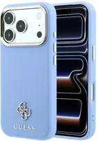 Guess Saffiano Small 4G & Classic Logo MagSafe dėklas iPhone 18 Pro / 17 Pro - Šviesiai mėlyna