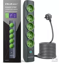 Qoltec Maitinimo juosta su apšviestu jungikliu | Prailgintuvas 5in1 | 5 lizdai su įžeminimu | 1,8 m