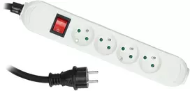 Plastrol PS-PRO prailgintuvas 4 lizdų su įžeminimu ir jungikliu, 32,5mm2, H05VV-F baltas
