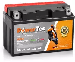 Akumuliatorius PowerTec YTX12A-BS, AGM, motociklinis, 10 Ah, 12 V, 145 A, starterinis, švino rūgštinis