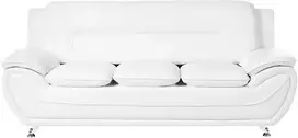 Beliani Trivietė sofa LEIRA, eko oda, balta