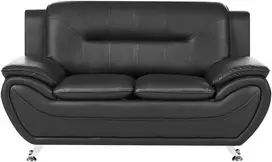Beliani Dvivietė sofa LEIRA, ekologiška oda, juoda