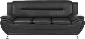 Beliani Trivietė sofa LEIRA, juoda, iš eko odos