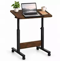 Relaxdays Reguliuojamas nešiojamojo kompiuterio stalas ant ratukų, juoda-ruda, 67-90 cm