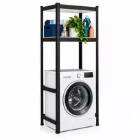 Relaxdays Juoda skalbimo mašinos lentyna, plienas ir MDF, iki 200 kg