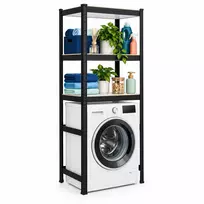 Relaxdays Juoda skalbimo mašinos lentyna, plienas ir MDF, iki 200 kg