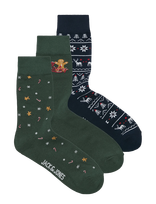 Jack & Jones - Jacxmas Gingerbread Socks 3 Pack - Įprastos kojinės - Tamsiai mėlyna