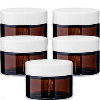 Rudas 30 ml stiklinis indelis su baltu dangteliu, 5 vnt. rinkinys
