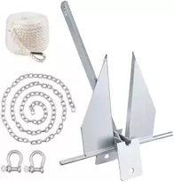 Cinkuoto plieno inkaro komplektas 4kg su 2,4 m grandine ir 22,86 m virve, valtims iki 5,49 m