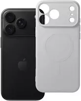 OEM dėklas iPhone 18 Pro Max / 17 Pro Max silikoninis Mag dangtelis, suderinamas su MagSafe (kameros apsauga), sidabrinis