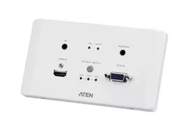 ATEN VE2812AEUT HDMI ir VGA HDBaseT siųstuvas su EU sieniniu lizdu / PoH (4K@100m)