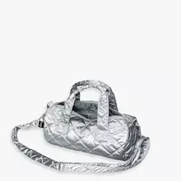 Savaitgalio krepšys LOQI Metallic – Sidabrinis Puffy (vidutinis)