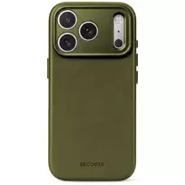 Decoded Leather Backcover – odinis dėklas iPhone 18 Pro Max / 17 Pro Max su MagSafe (samanų žalios spalvos)
