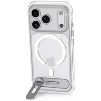 Decoded AntiMicrobial Hybrid Stand Backcover – dėklas su stovu, skirtas iPhone 18 Pro Max / 17 Pro Max, suderinamas su MagSafe (permatomas)