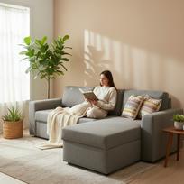 Kampinė sofa - lova Domoletti Scandic, pilka sp., 226 x 162 cm x 85 cm