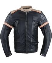 Vyriška odinė striukė W-TEC Hellsto - Black with Beige and Orange Stripe