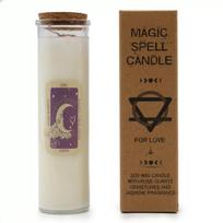 Ritualinė žvakė „Meilė“ su rožiniu kvarcu – Magic Spell