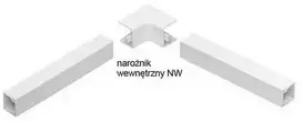 Stasiński elektros instaliacijos kanalo vidinis kampas NW 40x40, baltas (1 vnt.)