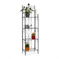 Gėlių stovas su 4 lentynomis 157x44x24cm., juodos spalvos
